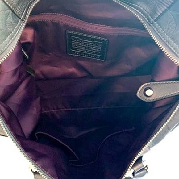 Coach Ashley Sateen & Leather Two-Way Shoulder Satchel Metallic Charcoal Grey - Picture 8 of 8